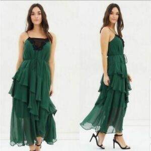 COOPER ST Lucille Chiffon Evergreen Midi Dress 10 - New with Tags (NWT)